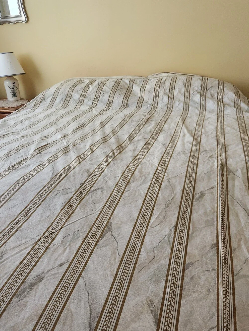 WAMSUTTA King Flat Sheet Striped 100% Cotton Made USA Home Bedding